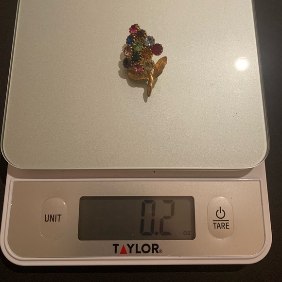 Vintage Flower/Christmas Tree Brooch/Pin with Gemstones - Picture 5 of 6